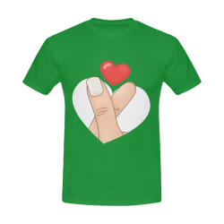 Finger Heart / Green Men's Slim Fit T-shirt (Model T13)