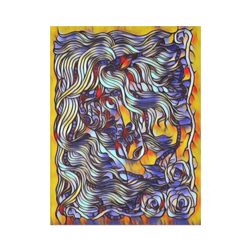 Cosmic Unicorn Blacklight Rave Splash Art Cotton Linen Wall Tapestry 60"x 80"