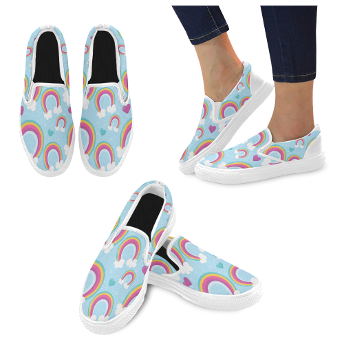 Rainbow Sky Women's Unusual Slip-on Canvas Shoes (Model 019)