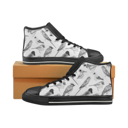 Black and white birds Men’s Classic High Top Canvas Shoes (Model 017)