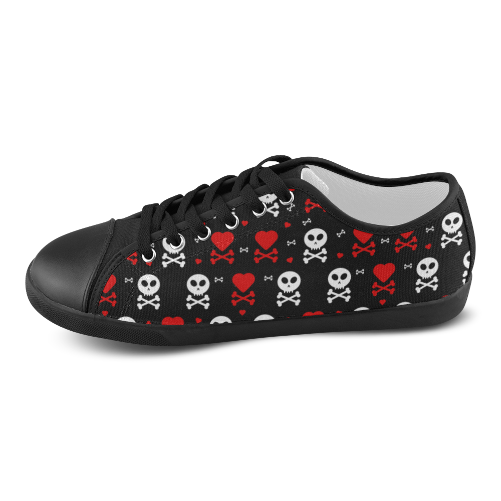 Skull Hearts Canvas Shoes for Women/Large Size (Model 016)