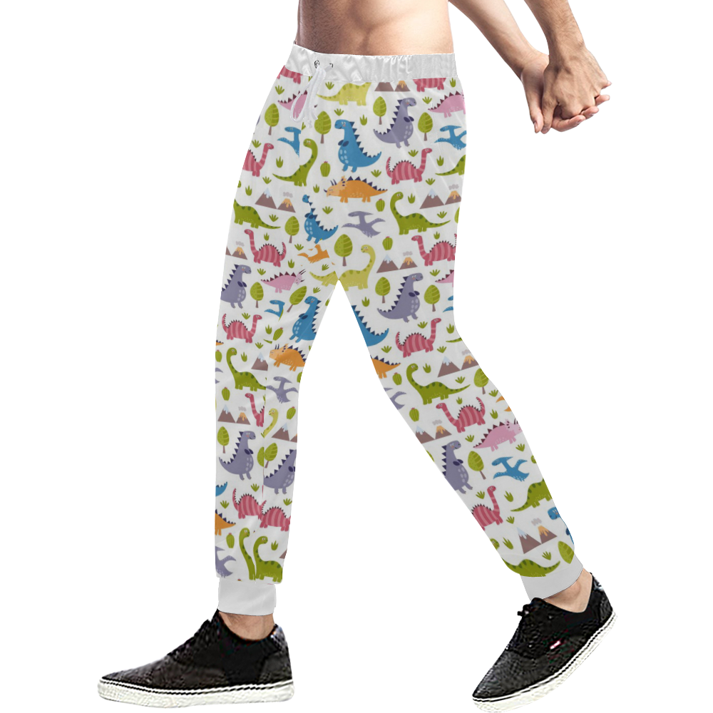 Dinosaur Pattern Men's All Over Print Sweatpants (Model L11)