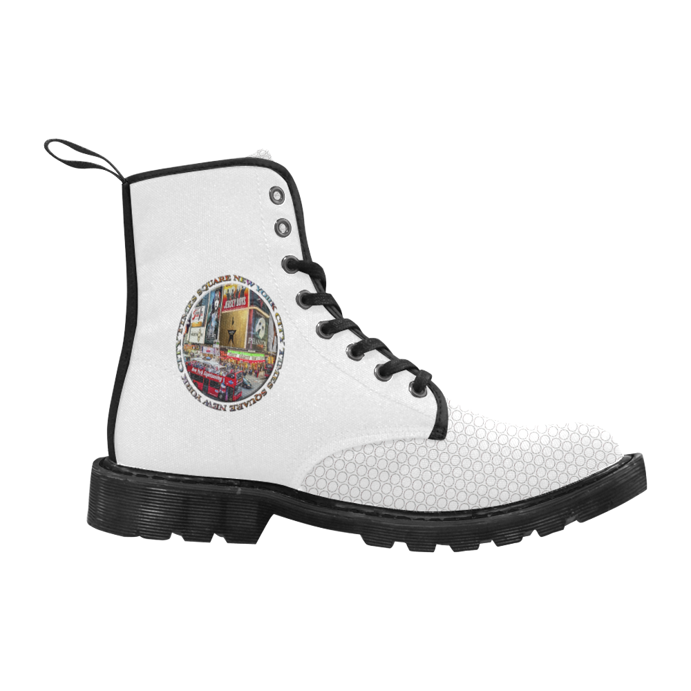 Times Square New York City Badge Emblem on white 2 Martin Boots for Men (Black) (Model 1203H)