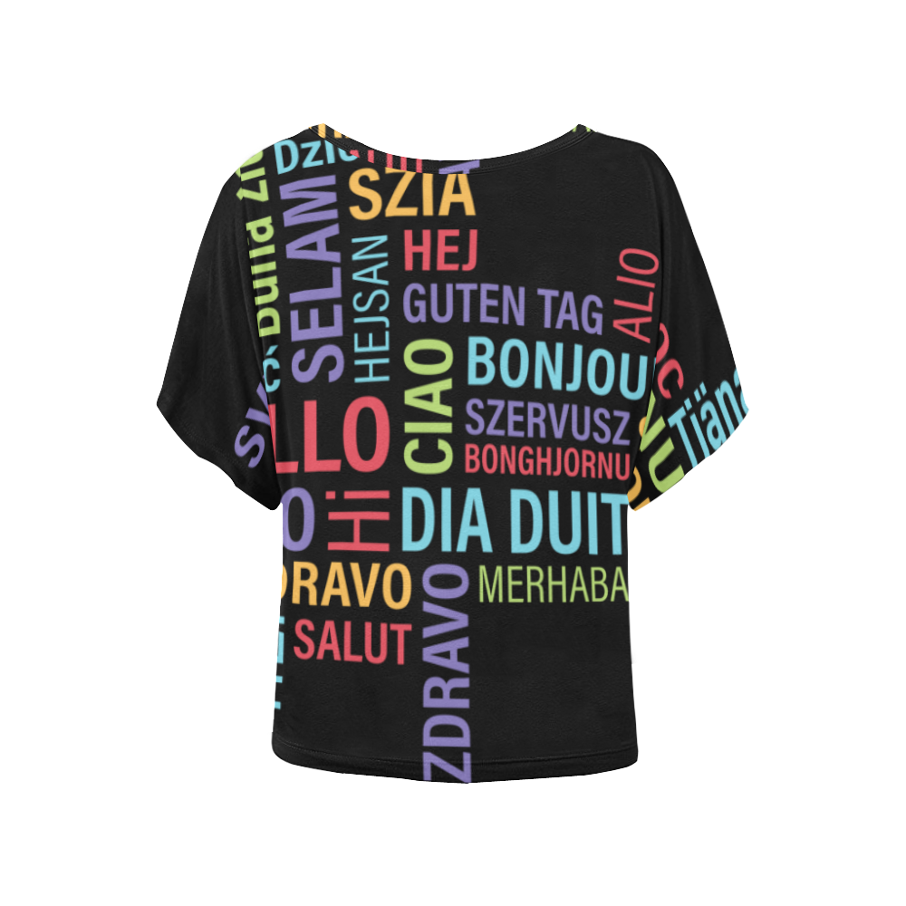 HELLO TO THE WORLD Women's Batwing-Sleeved Blouse T shirt (Model T44)