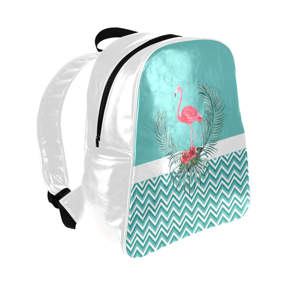Retro Flamingo Chevron Multi-Pockets Backpack (Model 1636)