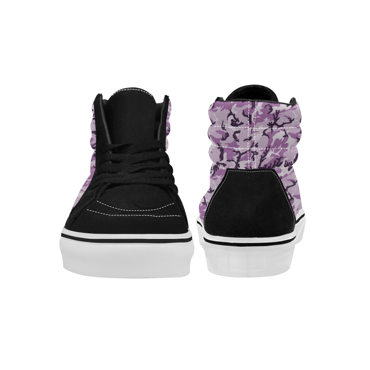 Woodland Pink Purple Camouflage Women's High Top Skateboarding Shoes/Large (Model E001-1)
