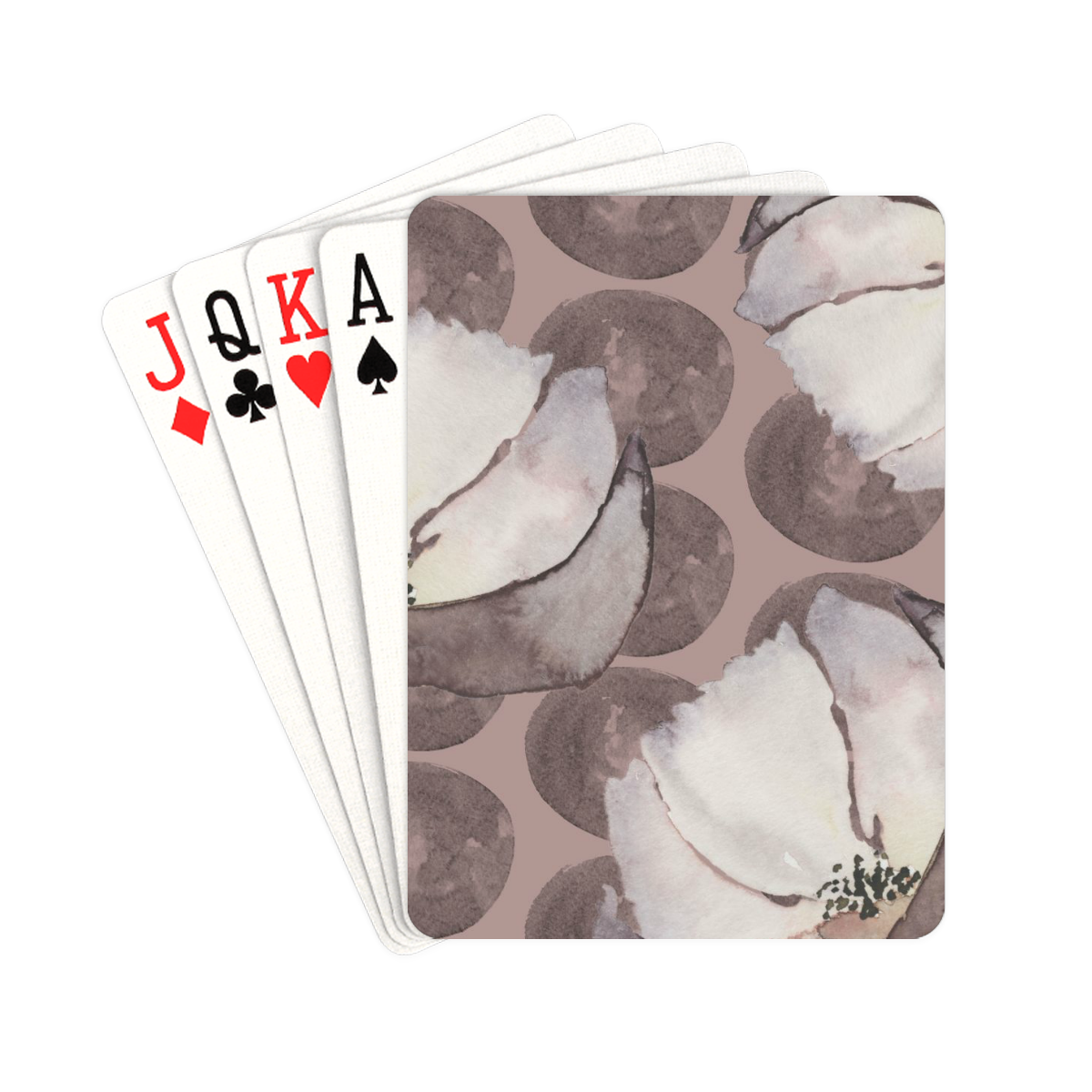 Watercolor Flowers Mauve Playing Cards 2.5"x3.5"