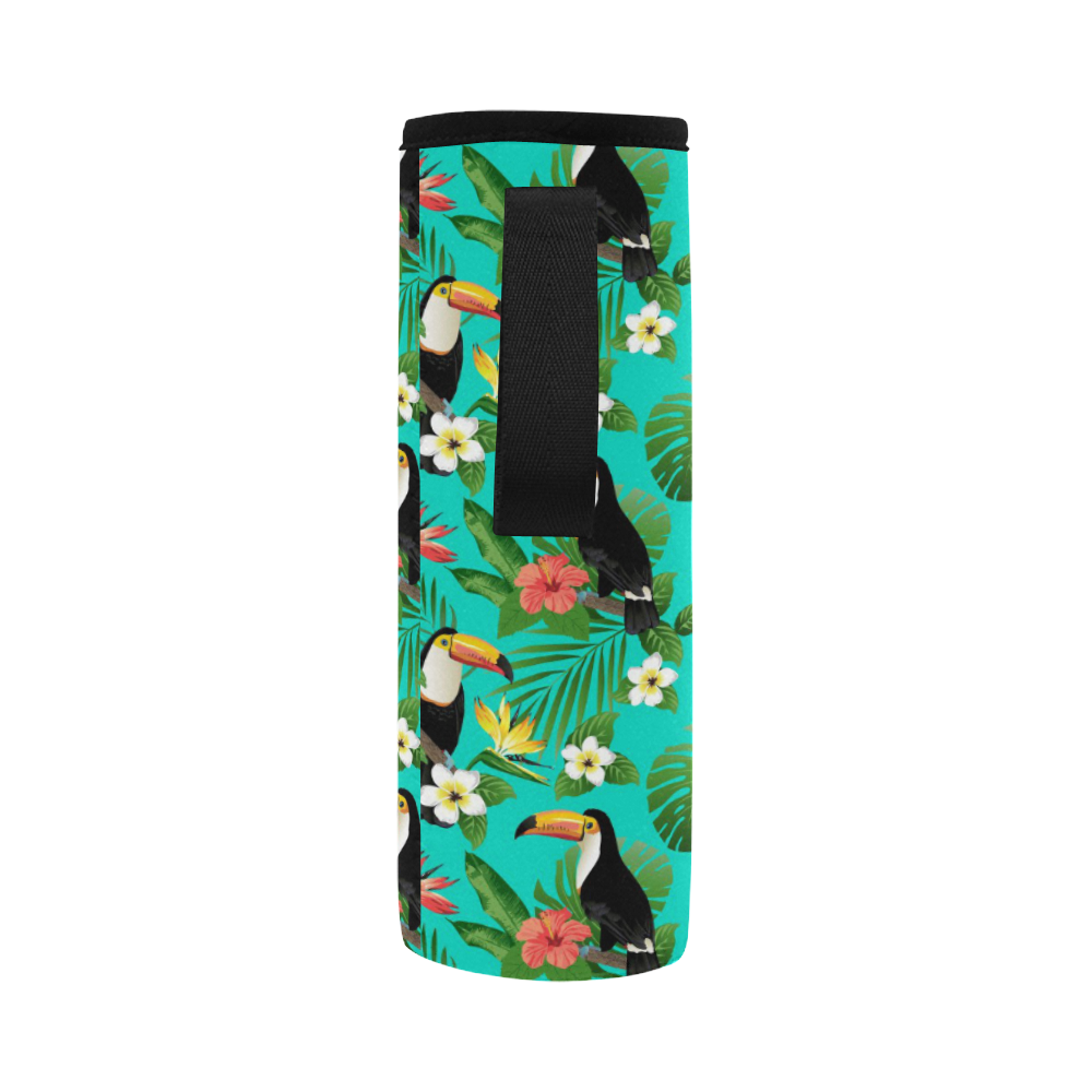 Tropical Summer Toucan Pattern Neoprene Water Bottle Pouch/Large