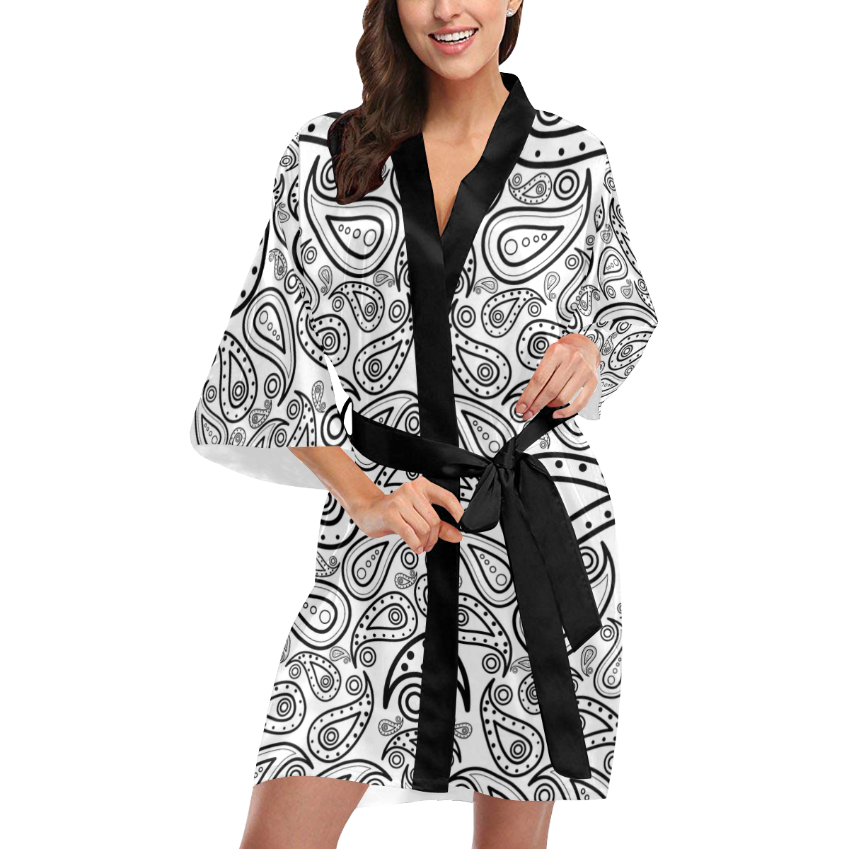 Abstract Paisley Kimono Robe