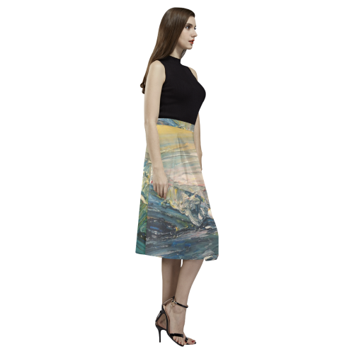 Mountains painting Aoede Crepe Skirt (Model D16)