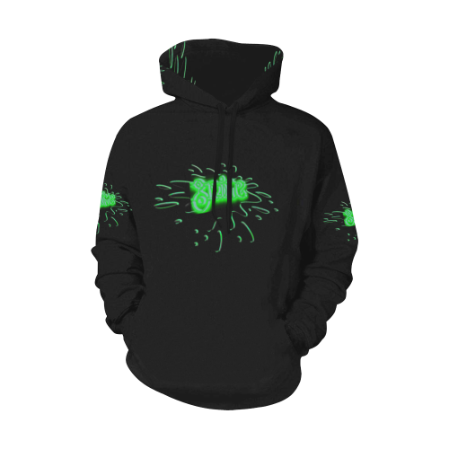 Grime Electric Blue and Green Neon All Over Print Hoodie for Men (USA Size) (Model H13)