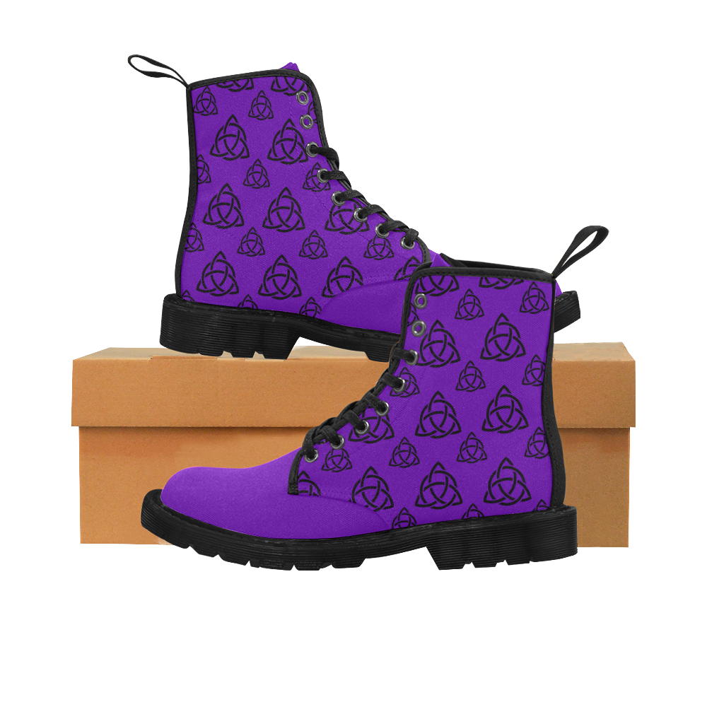 Purple and Black Triquetra Pattern Cheeky Witch Martin Boots for Women (Black) (Model 1203H)