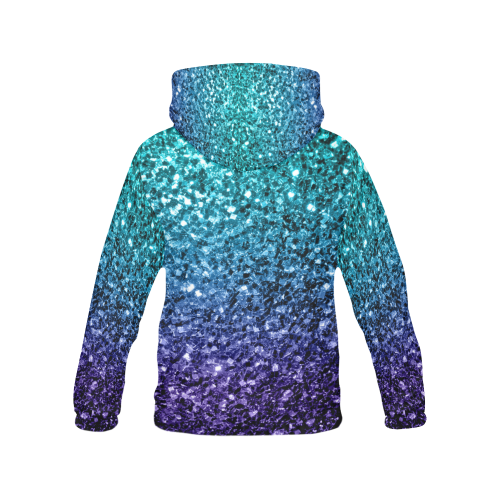 Beautiful Aqua blue Ombre glitter sparkles All Over Print Hoodie for Women (USA Size) (Model H13)
