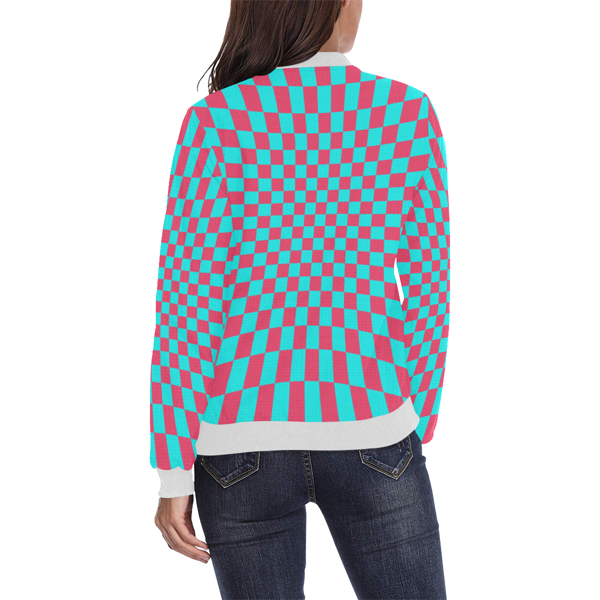 CHECKERBOARD 422A All Over Print Bomber Jacket for Women (Model H36)