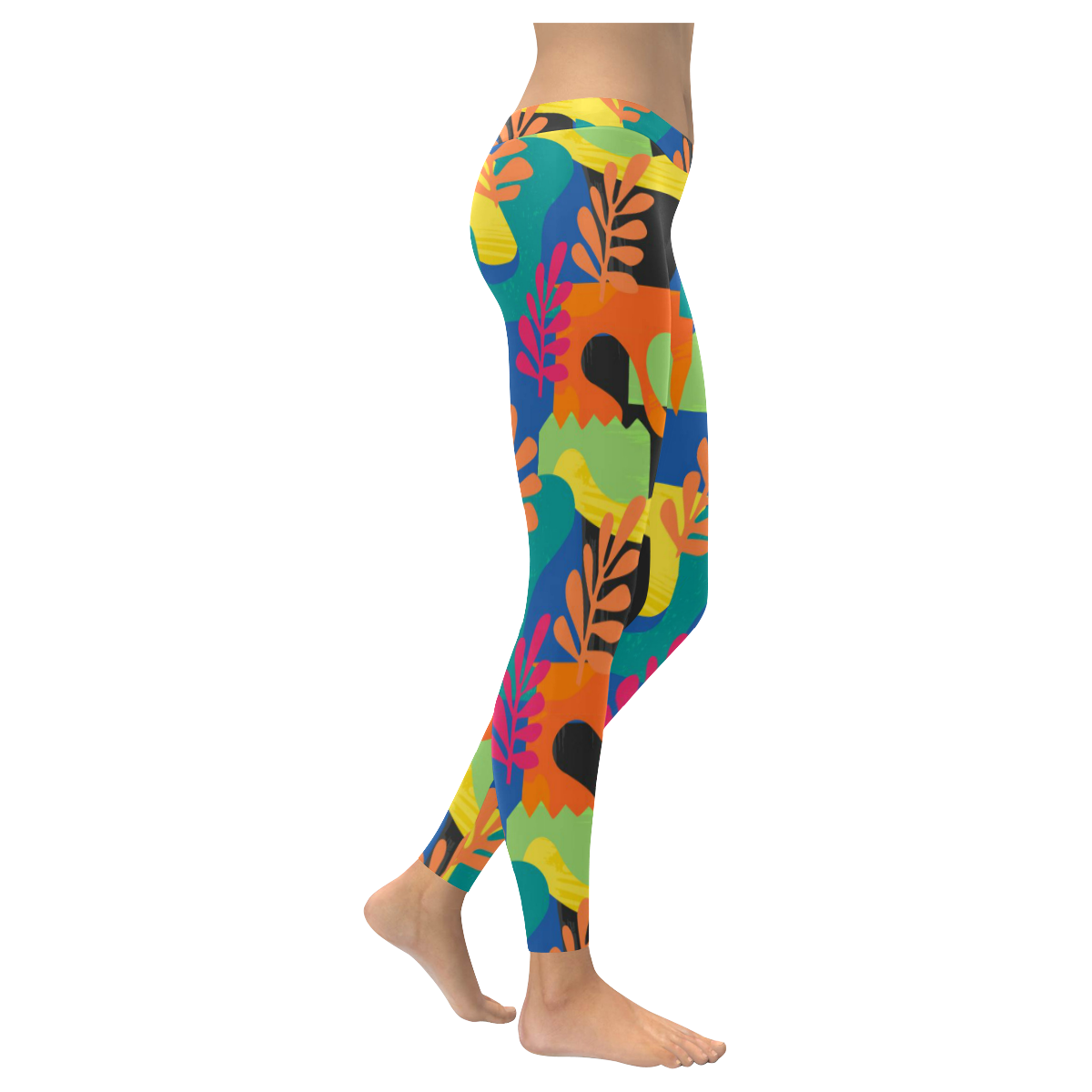 Abstract Nature Pattern Women's Low Rise Leggings (Invisible Stitch) (Model L05)