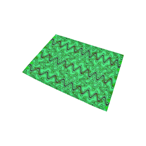 Green and Black Waves pattern design Area Rug 5'3''x4'