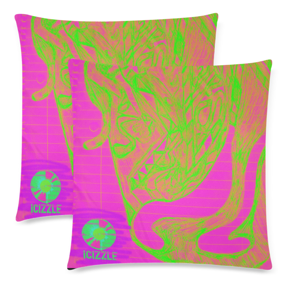 091-Psycadelica Custom Zippered Pillow Cases 18"x 18" (Twin Sides) (Set of 2)