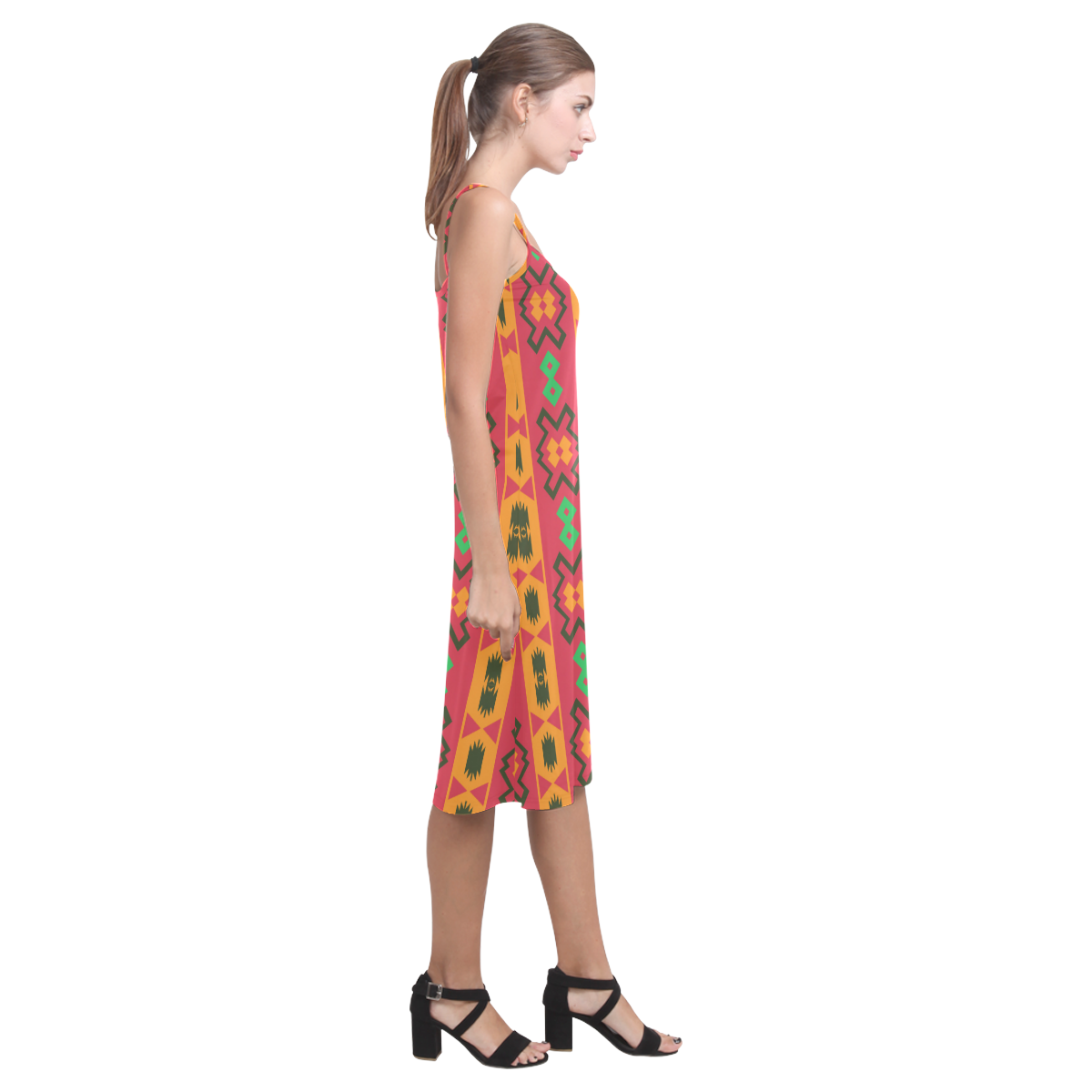 Tribal shapes in retro colors (2) Alcestis Slip Dress (Model D05)