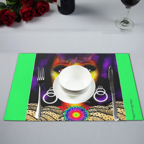 neon gre rainbow 4pc tab mat Placemat 12’’ x 18’’ (Set of 4)