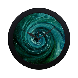 Cosmic Space Cloud Blue Green. Circular Plastic Wall clock