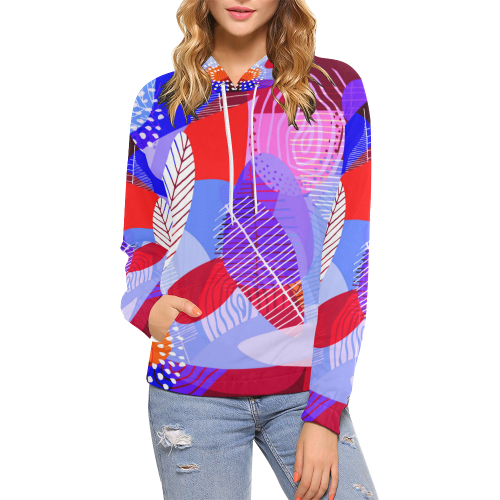 leaf pattern All Over Print Hoodie for Women (USA Size) (Model H13)