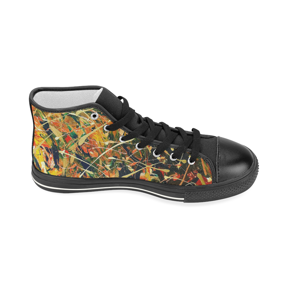 Gold Women's Classic High Top Canvas Shoes (Model 017)