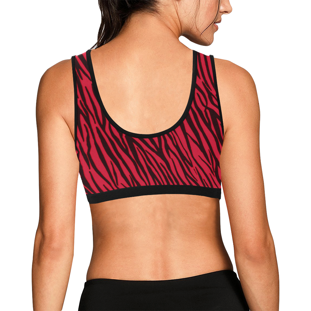 Red Zebra Pattern Women's All Over Print Sports Bra (Model T52)