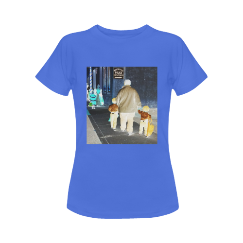 Ghosts roaming the street (blue) Women's T-Shirt in USA Size (Front Printing Only)