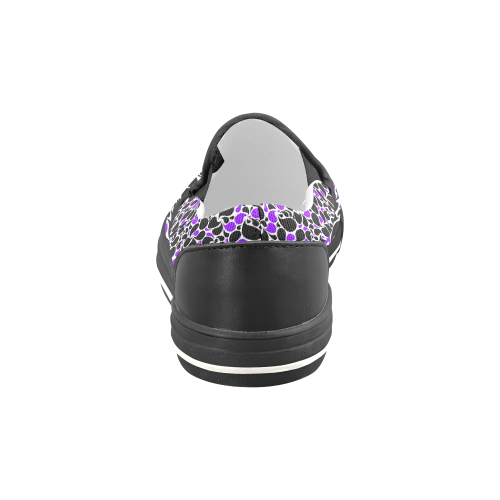 purple black paisley Slip-on Canvas Shoes for Kid (Model 019)