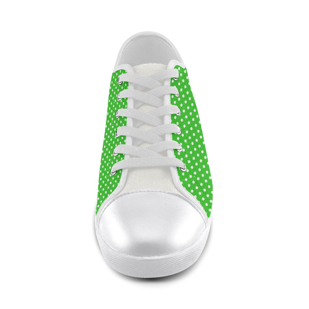 Green polka dots Canvas Shoes for Women/Large Size (Model 016)