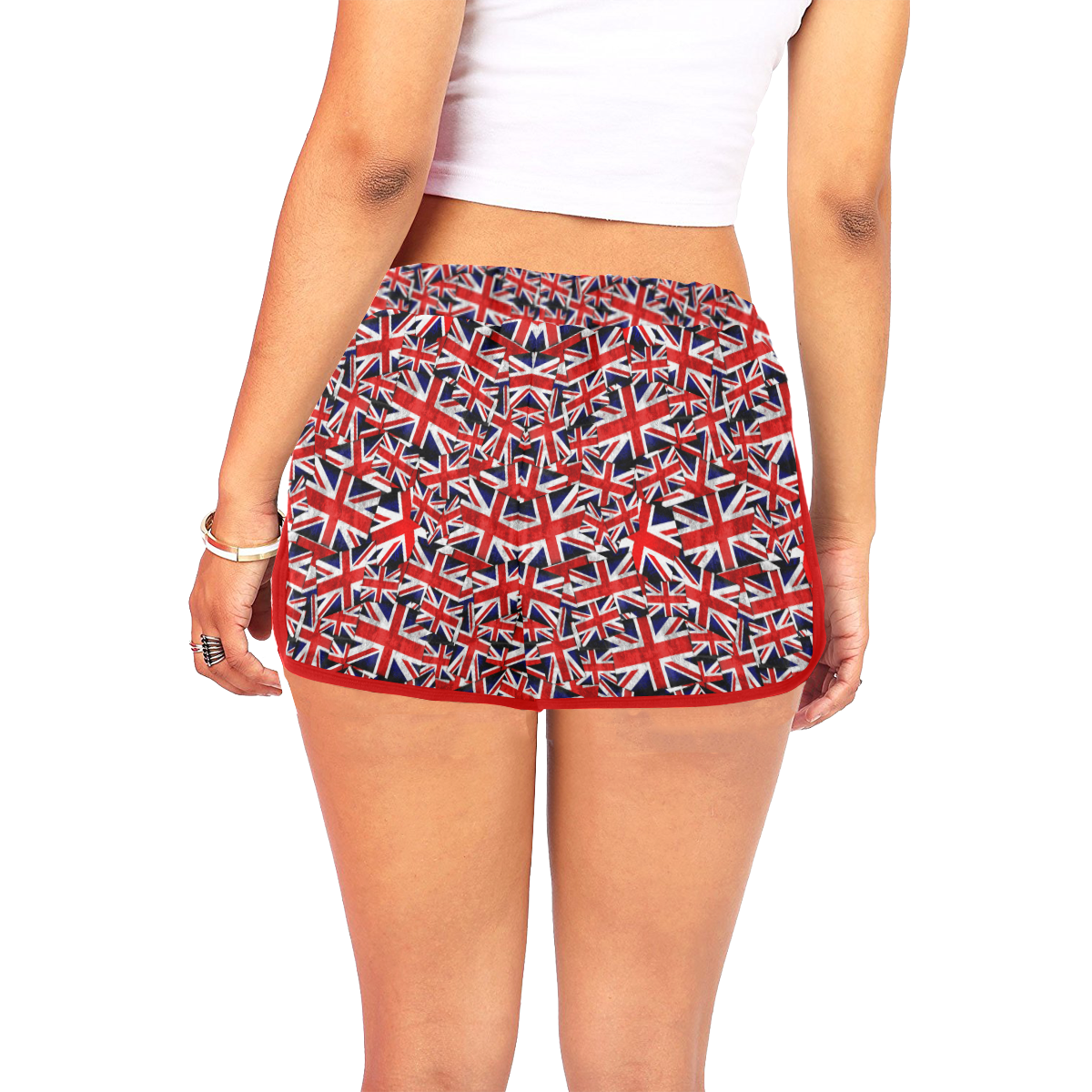 British Union Jack UK Flags (Red Trim) Women's All Over Print Relaxed Shorts (Model L19)