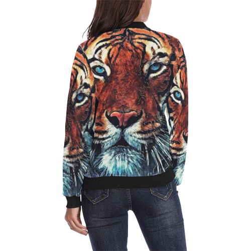 tiger All Over Print Bomber Jacket for Women (Model H36)