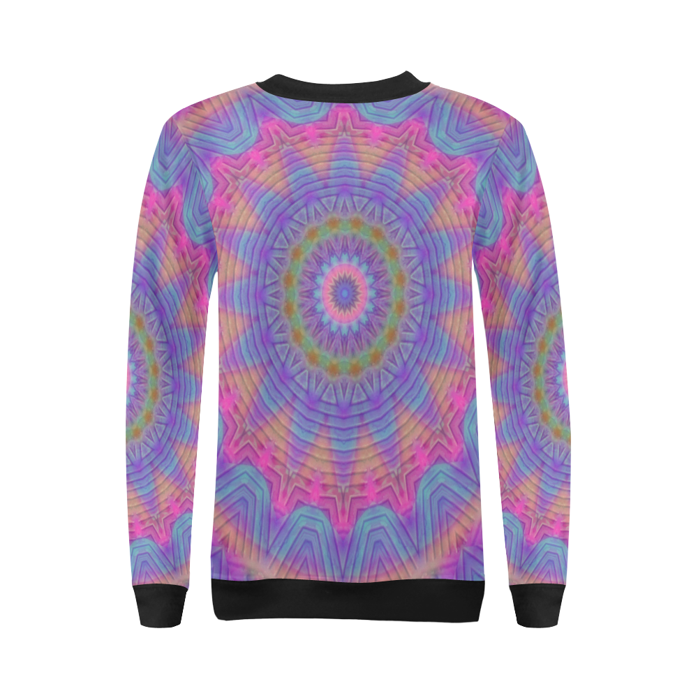 Be Happy Mandala All Over Print Crewneck Sweatshirt for Women (Model H18)