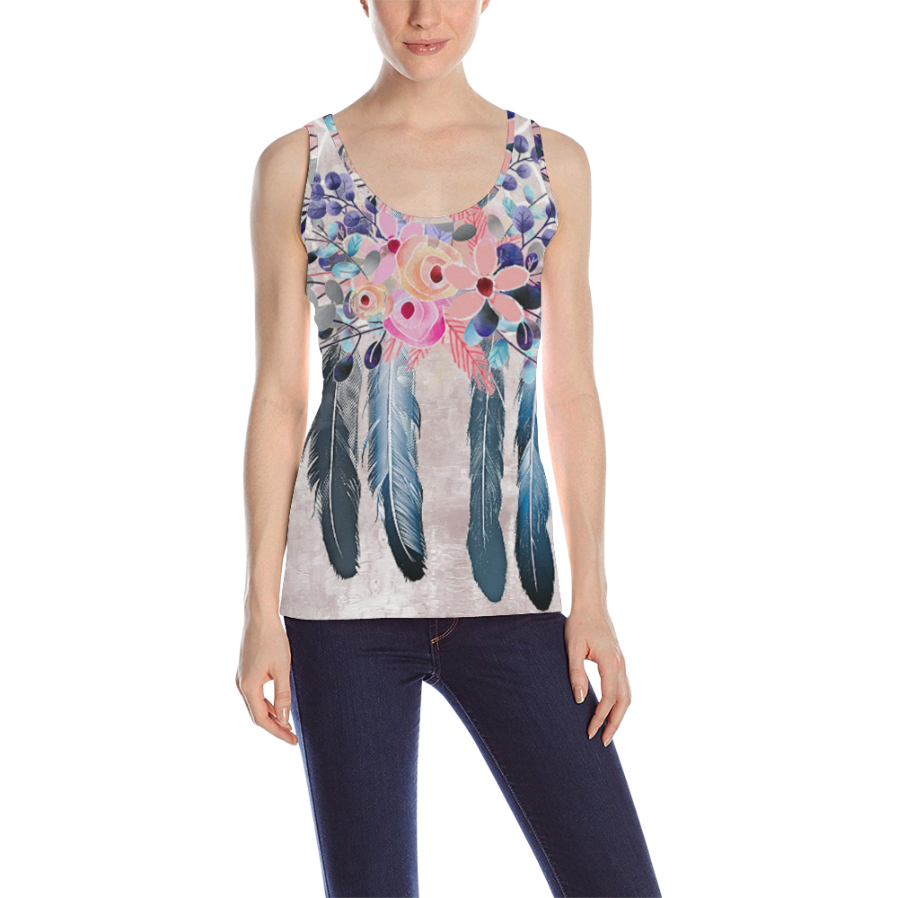 pink dreamcatcher floral All Over Print Tank Top for Women (Model T43)