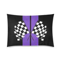 Race Car Stripe, Checkered Flag, Black and Purple Custom Zippered Pillow Case 20"x30"(Twin Sides)