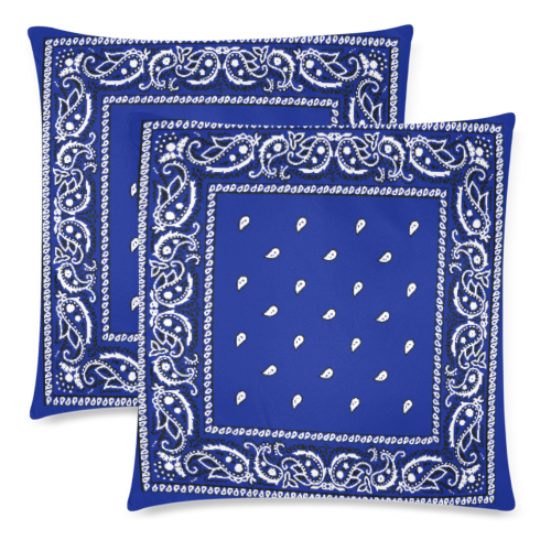 KERCHIEF PATTERN BLUE Custom Zippered Pillow Cases 18"x 18" (Twin Sides) (Set of 2)