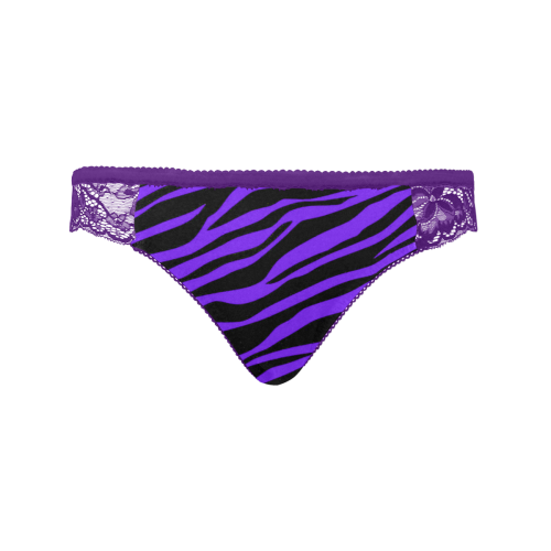 Deep Purple Zebra Stripes Pyrple Women's Lace Panty (Model L41)