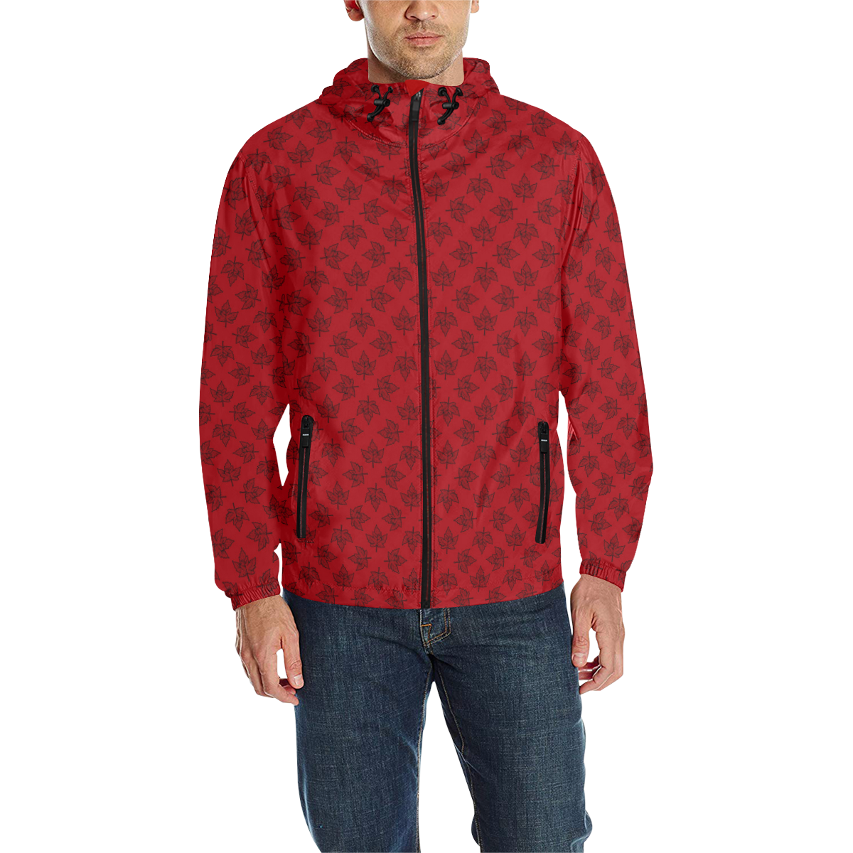 Cool Canada Jackets Retro Red All Over Print Quilted Windbreaker for Men (Model H35)