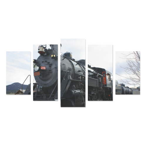 Railroad Vintage Steam Engine on Train Tracks Canvas Print Sets A (No Frame)