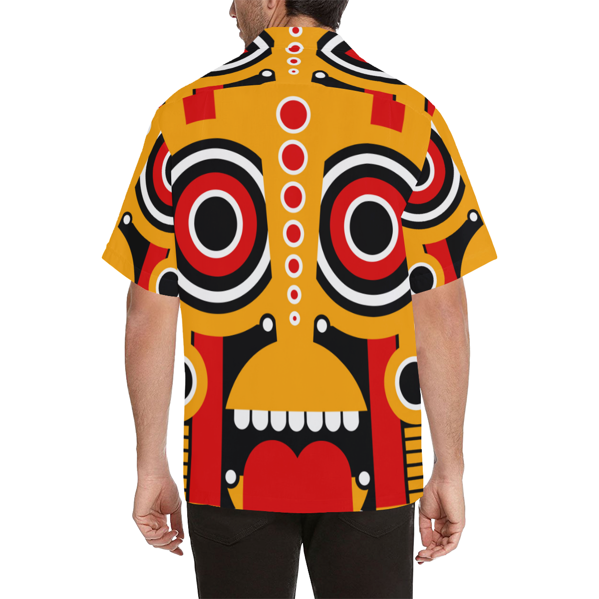 Red Yellow Tiki Tribal Hawaiian Shirt (Model T58)