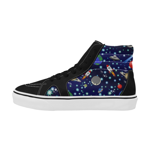 Galaxy Universe - Planets,Stars,Comets,Rockets Women's High Top Skateboarding Shoes (Model E001-1)