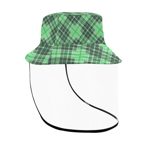 STRIPES LIGHT GREEN Men's Bucket Hat (Detachable Face Shield)