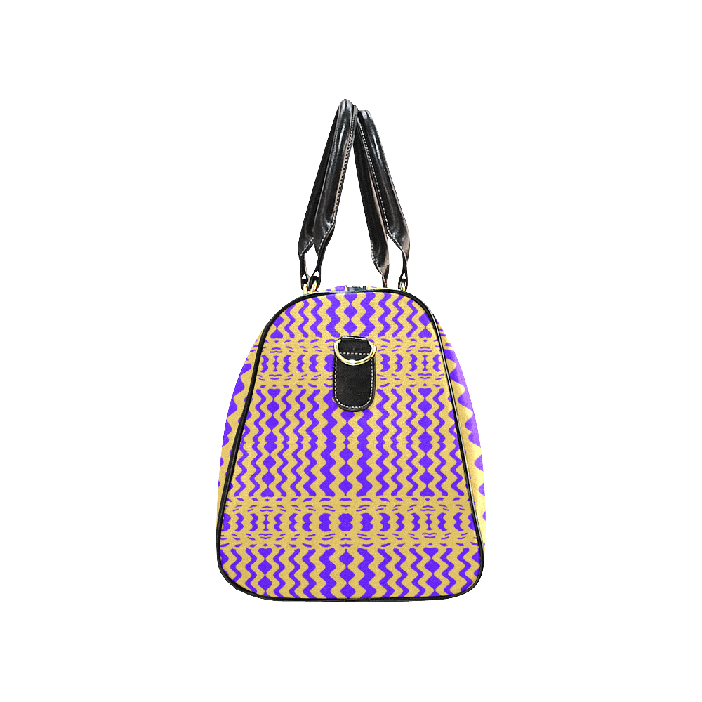 Purple Yellow Modern  Waves Lines New Waterproof Travel Bag/Large (Model 1639)