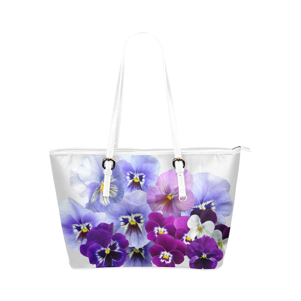 FLORAL DESIGN 40 Leather Tote Bag/Small (Model 1651)