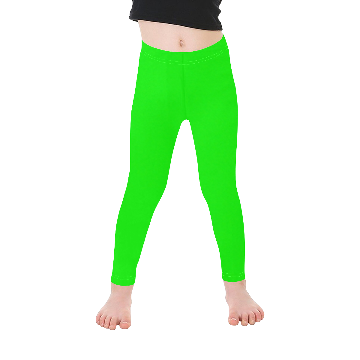 Bright Neon Green Kid's Ankle Length Leggings (Model L06)