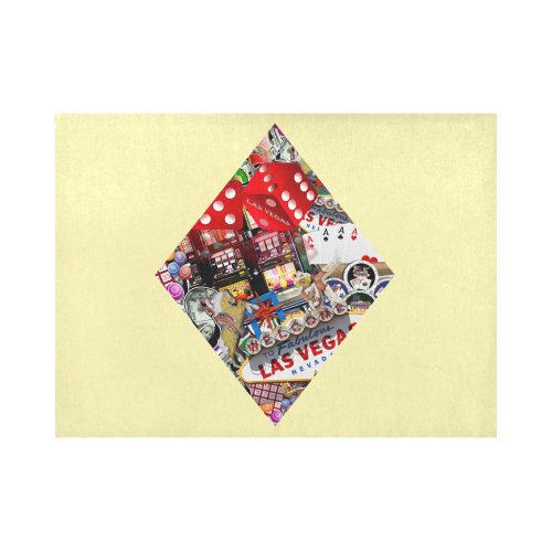 Diamond Playing Card Shape - Las Vegas Icons  on Yellow Placemat 14’’ x 19’’ (Set of 2)