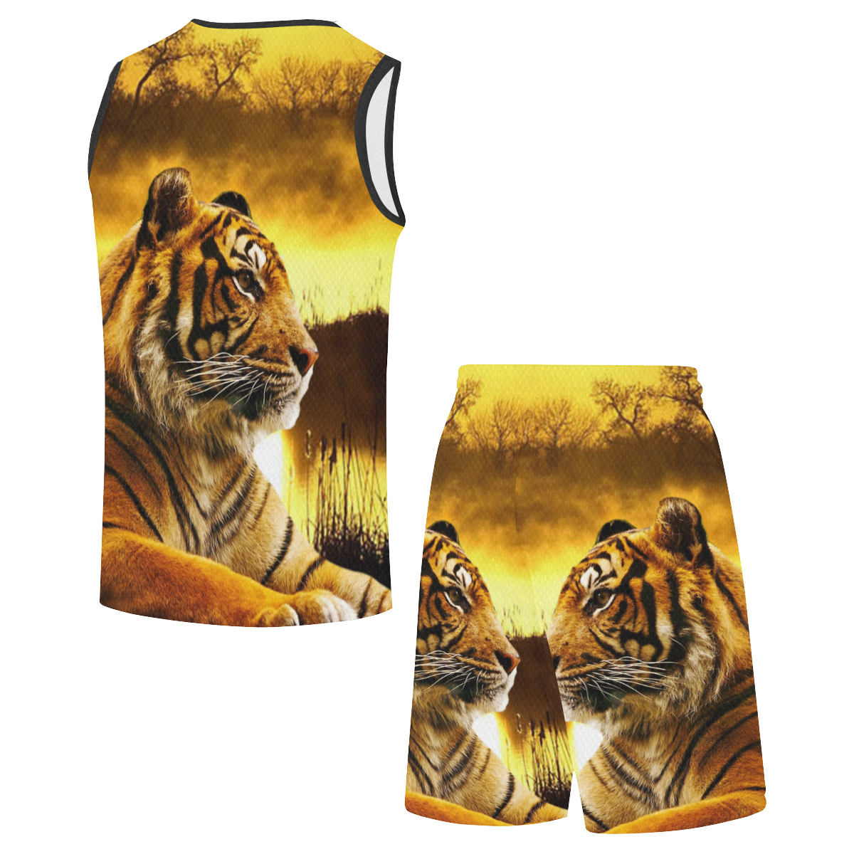 Tiger and Sunset All Over Print Basketball Uniform