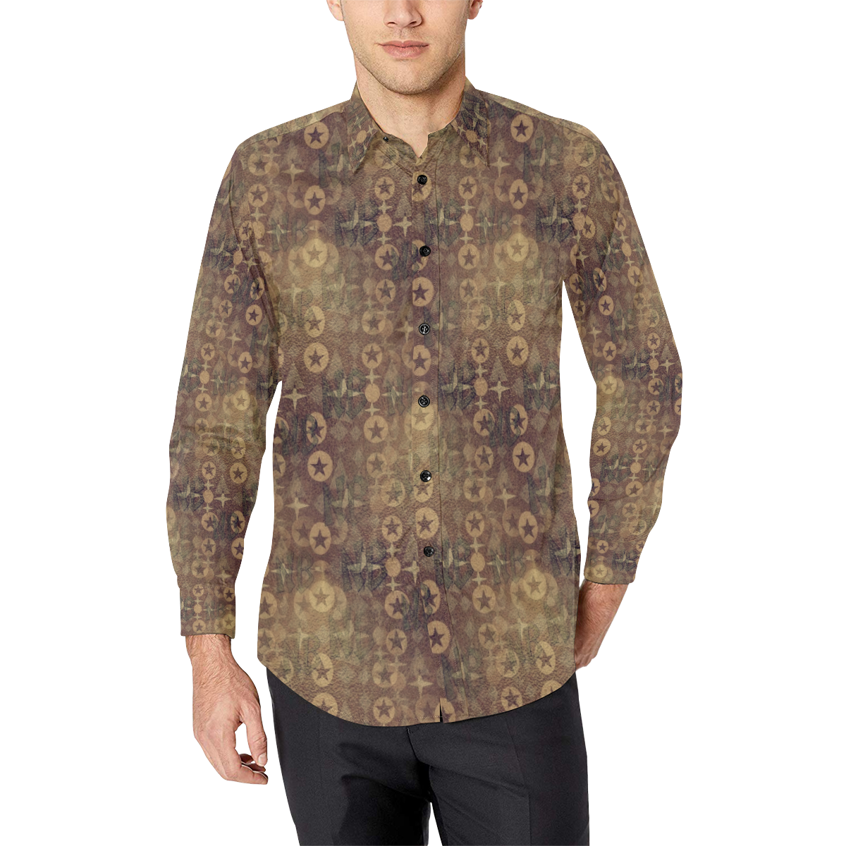 NB Pattern by Nico Bielow Men's All Over Print Casual Dress Shirt (Model T61)