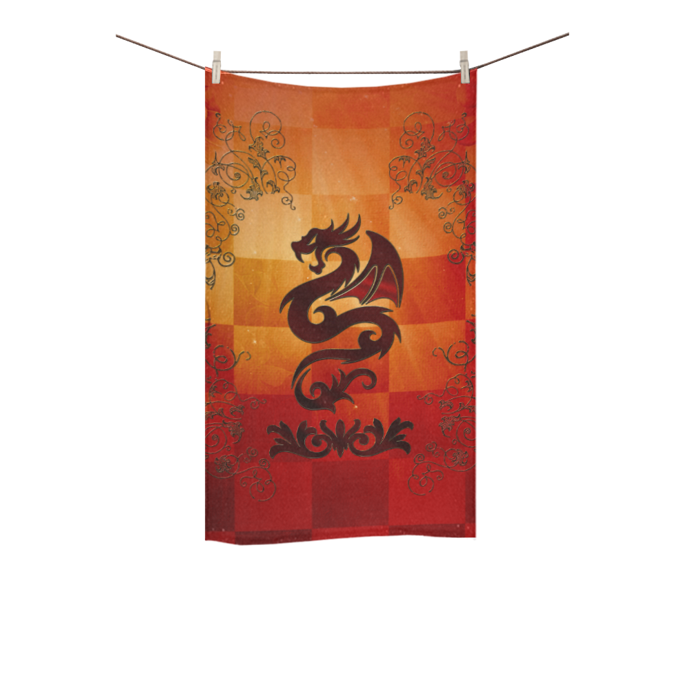 Tribal dragon  on vintage background Custom Towel 16"x28"