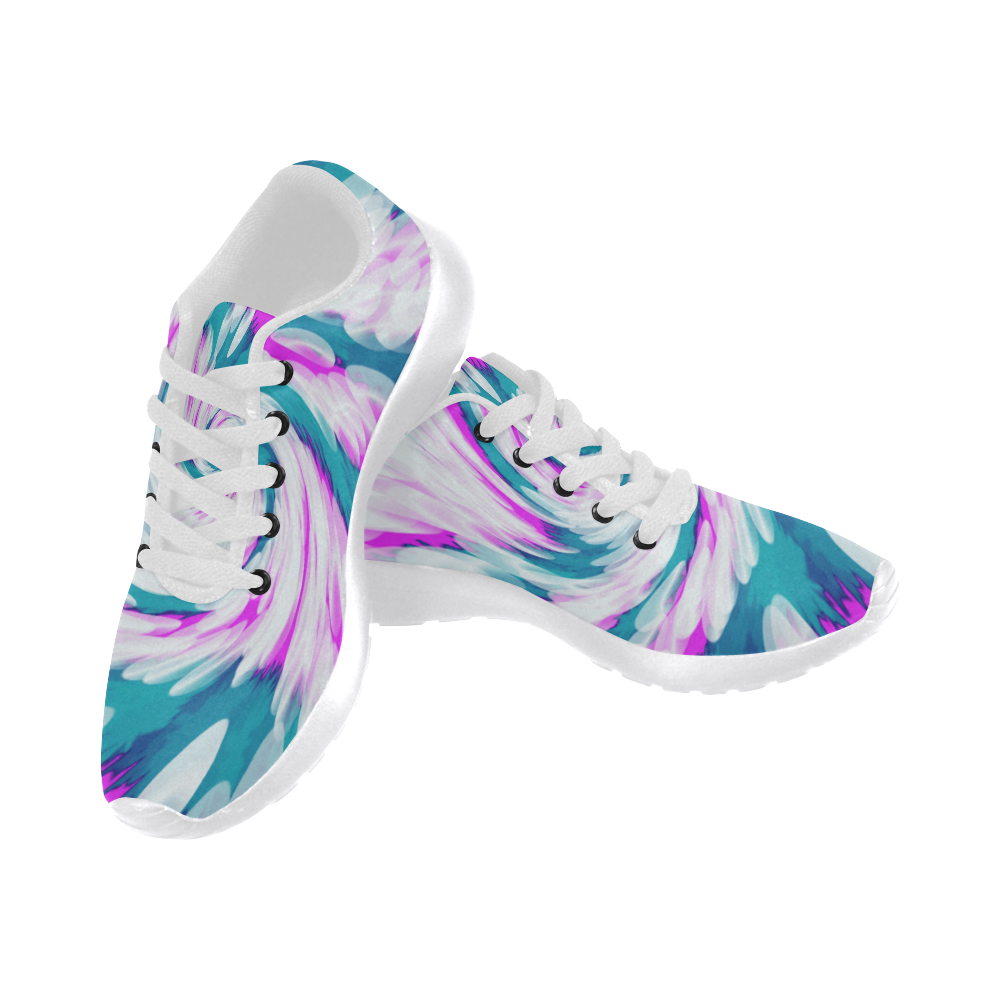 Turquoise Pink Tie Dye Swirl Abstract Women’s Running Shoes (Model 020)